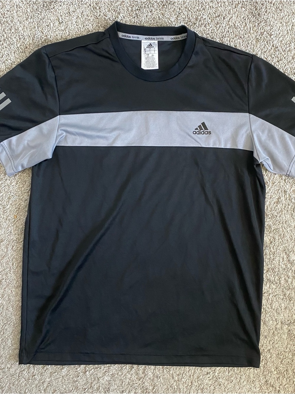 Men's Adidas Tennis Climate - Casual Short Sleeve Shirt - Black - L